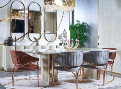 Stühle Stuhl Polster Modernes Set Design Lampe Holz Textil Metall